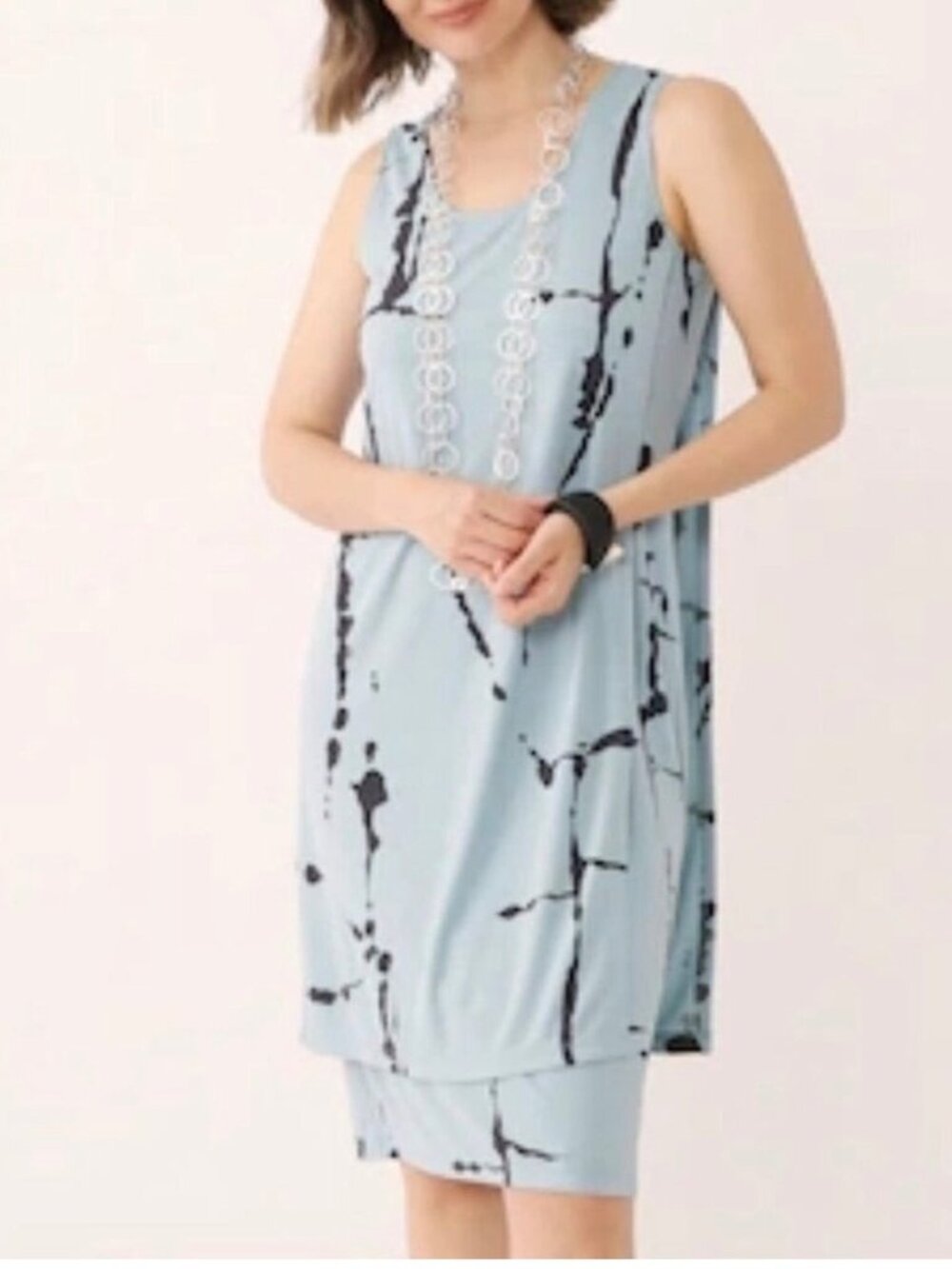NEW MarlaWynne Stone Blue Overlay Sleeveless Dress- XL